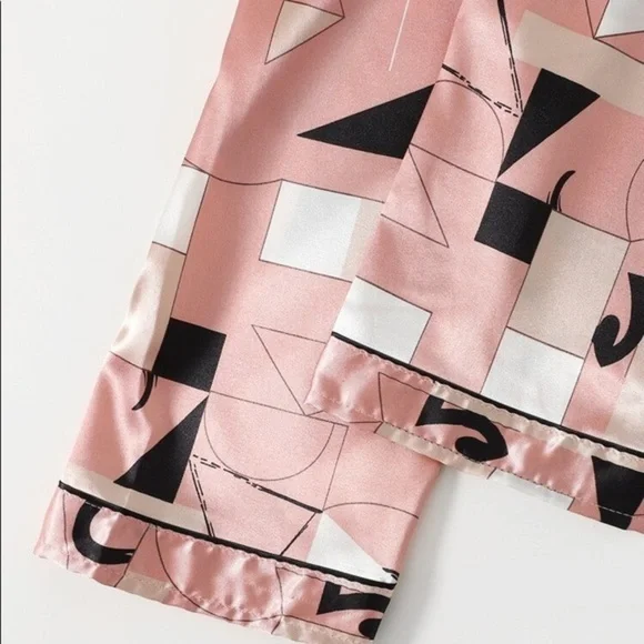 New Pink Satin Silk-Like Pajama Set - Picture 4 of 5